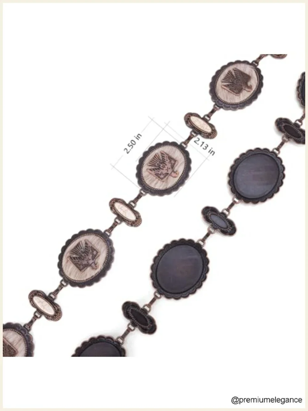 Large Western Concho Metal Belt with Horsehair & Turquoise